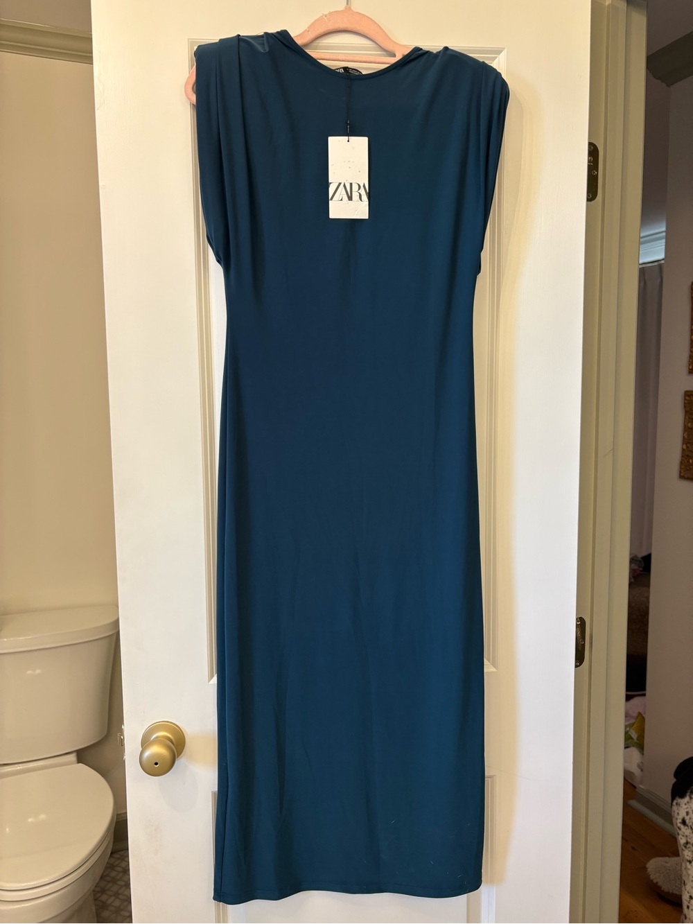 Zara Teal Cap-Sleeve Midi Dress